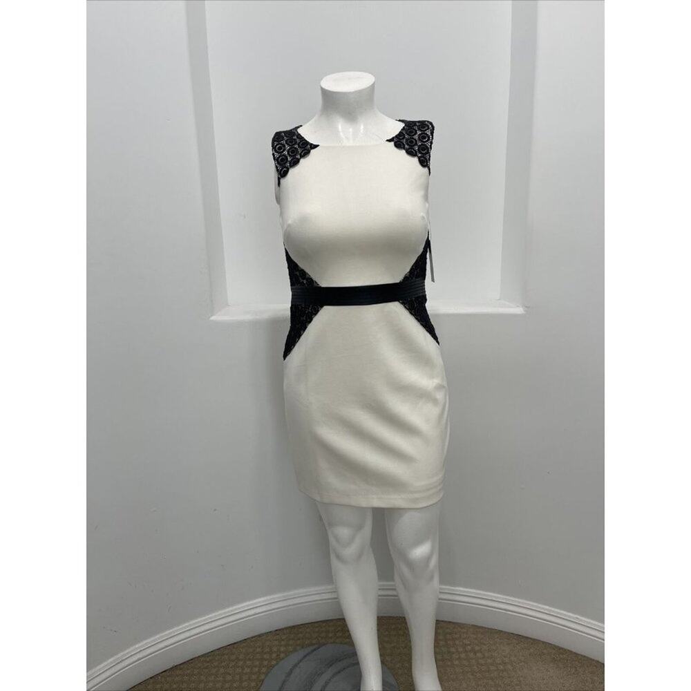Laundry By Shelli Segal Sleeveless Dress White Black Size 10 NWT